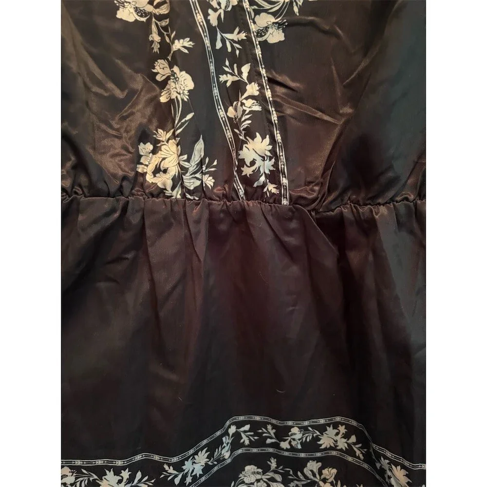 BloomChic Blouse Womens Plus Size 18 Black Ivory Floral V-Neck Tunic Top - Picture 3 of 11